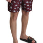 Dolce & Gabbana Maroon Hats Print Beachwear Shorts Swimwear