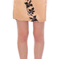 Caterina Gatta Beige Floral Print Silk Mini Skirt