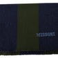 Missoni Blue Green Wool Unisex Neck Wrap Shawl Blue