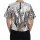 Dolce & Gabbana Silver Sequined Crewneck Blouse T-shirt Top