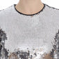 Dolce & Gabbana Silver Sequined Crewneck Blouse T-shirt Top