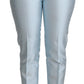 Dolce & Gabbana Light Blue Silk Cropped Tapered Trouser Pants