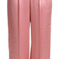 Dolce & Gabbana Pink Lace Trimmed Silk Satin Wide Legs Pants