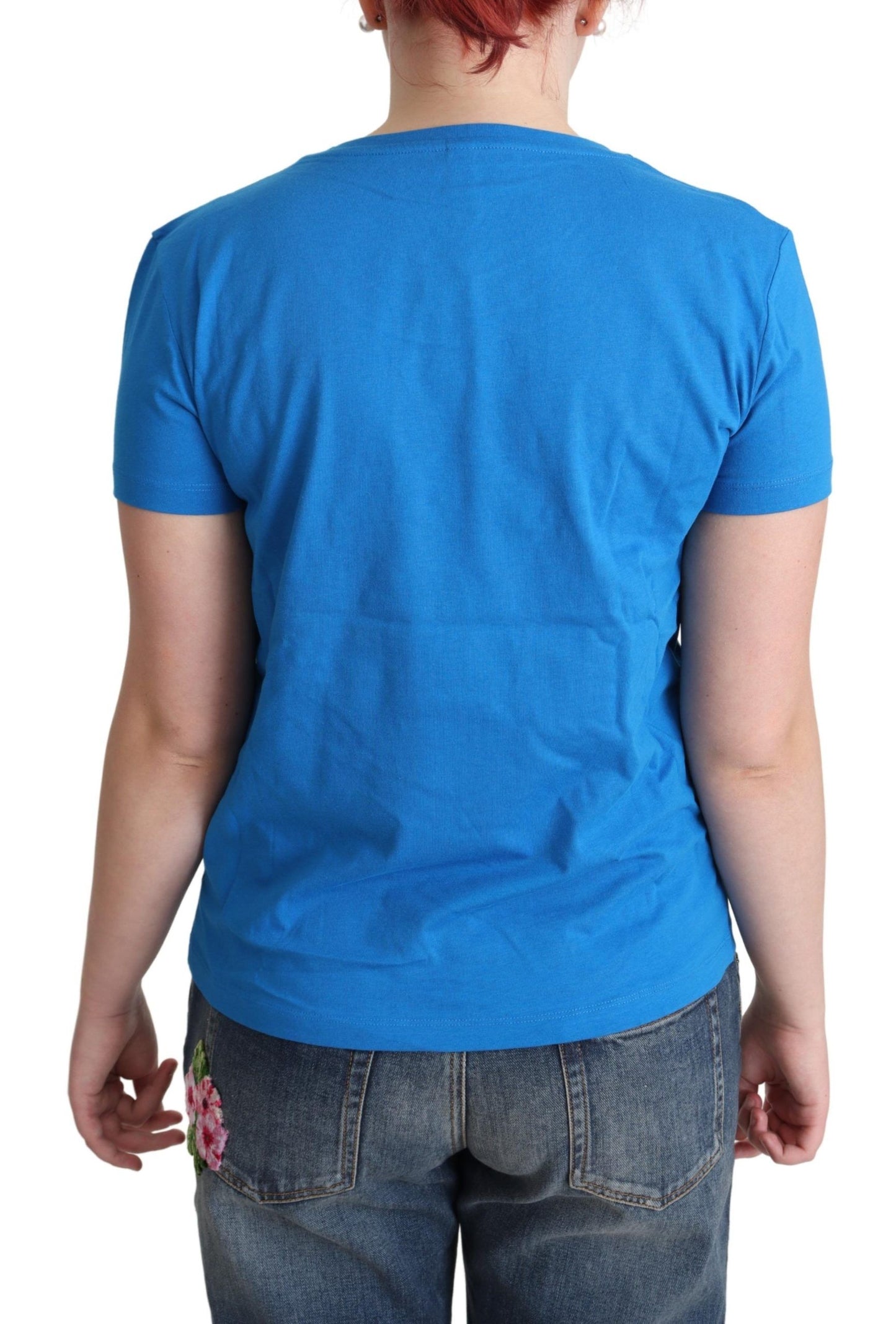 Moschino Blue Cotton Swim Graphic Triangle T-shirt