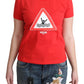 Moschino Red Cotton Swim Graphic Triangle Print  T-shirt