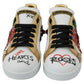 Dolce & Gabbana White Roses Sequined Crystal Womens Sneakers Shoes
