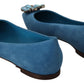 Dolce & Gabbana Blue Suede Crystals Loafers Flats Shoes