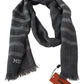 Missoni Gray Striped Wool Unisex Neck Wrap Fringes Scarf