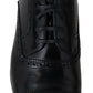 Dolce & Gabbana Black Leather Men Derby Formal Loafers Shoes
