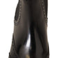 Dolce & Gabbana Black Leather Ankle High Flat Boots Shoes