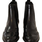 Dolce & Gabbana Black Leather Ankle High Flat Boots Shoes