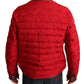 Dolce & Gabbana Red Brocade Bomber Gold Crown Logo Coat Jacket