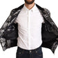 Dolce & Gabbana Black Silver Puppi Motive Bomber Jacket