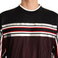 Dolce & Gabbana Black Red Mesh Sport Pullover Crewneck Sweater