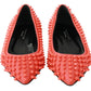 Philipp Plein Orange Leather Ballerina WHAT I DO Flats Shoes