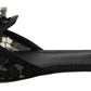 Dolce & Gabbana Black Taormina Lace Slides Crystals Flats Shoes