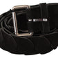 GF Ferre Black WX Silver Tone Buckle Waist Belt