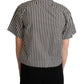 Dolce & Gabbana Black White Zigzag Collar Cotton Top Shirt