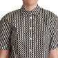 Dolce & Gabbana Black White Zigzag Collar Cotton Top Shirt
