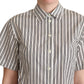 Dolce & Gabbana White Black Striped Shirt Blouse Top