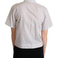 Dolce & Gabbana White Gray Polka Dots Collared Button Shirt