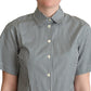 Dolce & Gabbana White Green Cotton Check Shirt Blouse Top