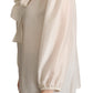 Dolce & Gabbana Light Gray Ascot Collar Shirt Silk Blouse Top