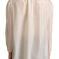 Dolce & Gabbana Light Gray Ascot Collar Shirt Silk Blouse Top