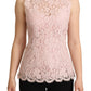 Dolce & Gabbana Pink Floral Lace Sleeveless Tank Blouse Top