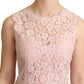 Dolce & Gabbana Pink Floral Lace Sleeveless Tank Blouse Top