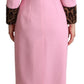 Dolce & Gabbana Pink Leopard Wool Trenchcoat Jacket