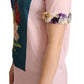 Dolce & Gabbana Pink Cotton Floral Roses Crewneck T-shirt
