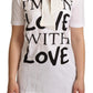 Dolce & Gabbana White Cotton Silk I'm In Love Top T-shirt