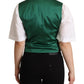 Dolce & Gabbana Green Jacquard Leaf Gold Waistcoat Vest