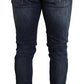 Dolce & Gabbana Blue Cotton Stretch Tattered Denim Jeans