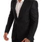 Dolce & Gabbana Black Linen Slim Fit Coat Jacket Blazer