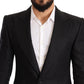 Dolce & Gabbana Black Linen Slim Fit Coat Jacket Blazer
