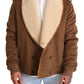 Dolce & Gabbana Brown Double Breasted Shearling Coat Jacket