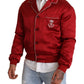 Dolce & Gabbana Red Silk Button DG Logo Bomber Jacket