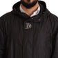 Dolce & Gabbana Black Hooded Mens Trench Coat Jacket