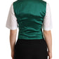 Dolce & Gabbana Green Silk Satin Sleeveless Waistcoat Vest