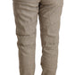 CYCLE Beige Mid Waist Casual Baggy Stretch Trouser