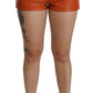 Dolce & Gabbana Orange Leather High Waist Hot Pants Shorts
