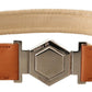 GF Ferre Multicolor Leather Silver Hexagon Logo Buckle Belt
