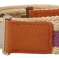 GF Ferre Multicolor Leather Silver Hexagon Logo Buckle Belt