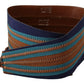 Exte Brown Leather Wide Waistband Tie Fastening Belt