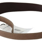 GF Ferre Brown Genuine Leather Logo Wide Waist Belt