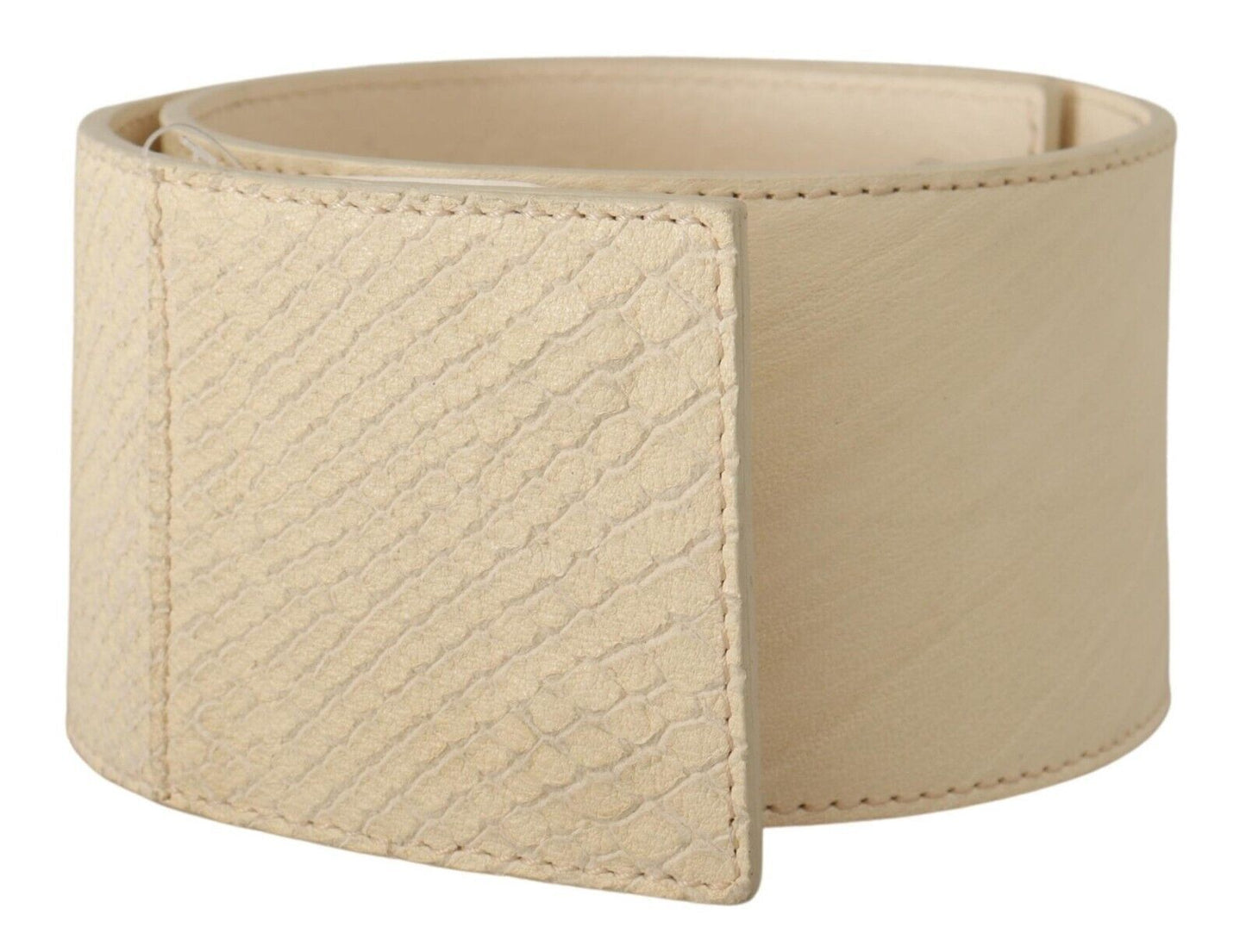GF Ferre White Waxed Cotton Wide Fashion Belt