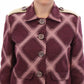 House of Holland Check Trench Coat Blazer Purple Jacket