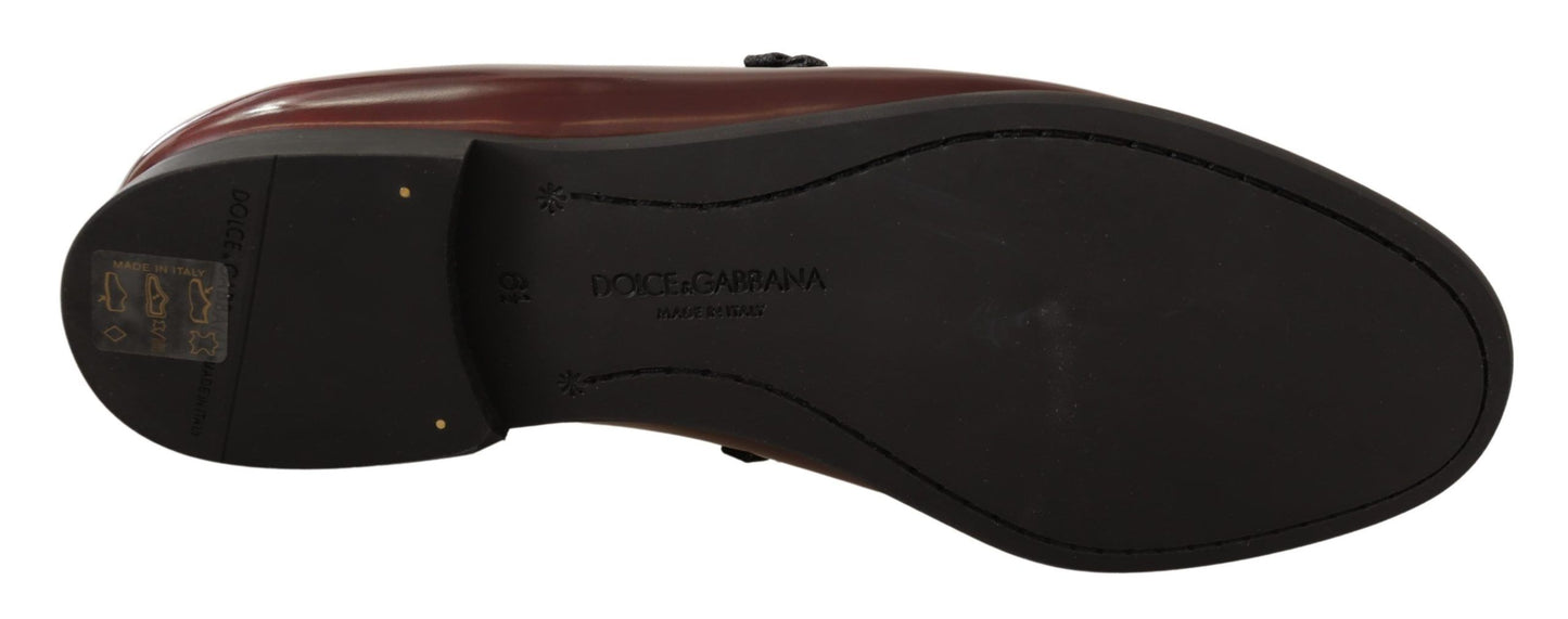 Dolce & Gabbana Bordeaux Patent Leather Dress Loafers Shoes